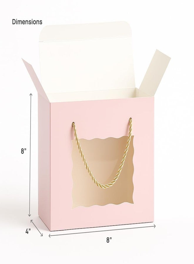 mudrit Hamper Gift Boxes 8x8x4 inches pack of 10, Gift Bag with Handles, Premium Packaging for Party Favors, Weddings, Birthday, Festive Gifting (Pink) - Image 2